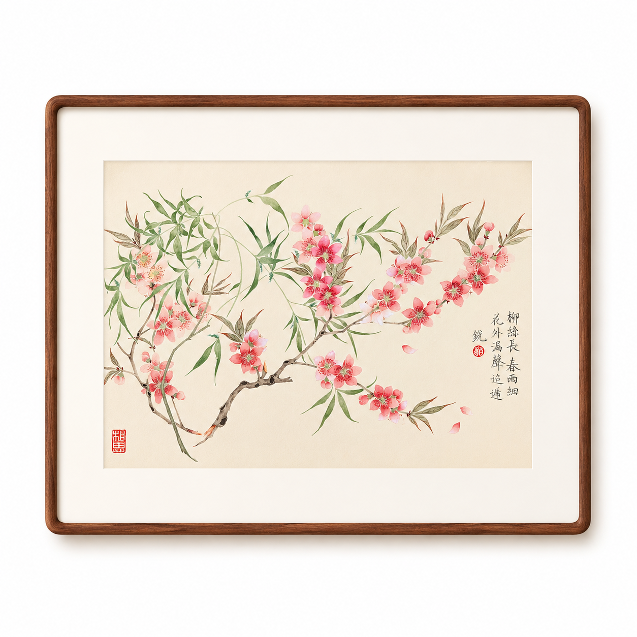 The Peach blossom and willows