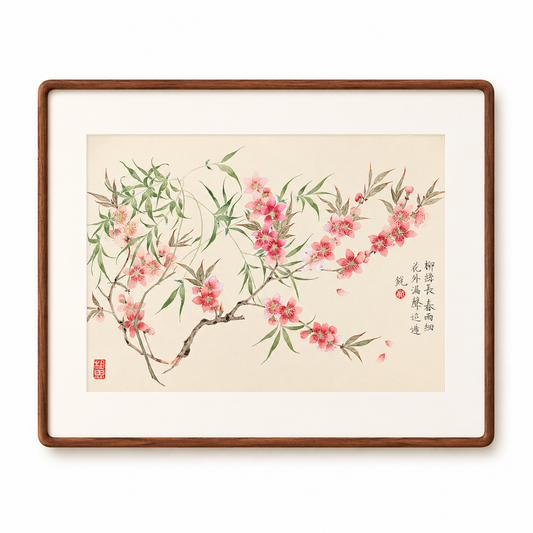 The Peach blossom and willows