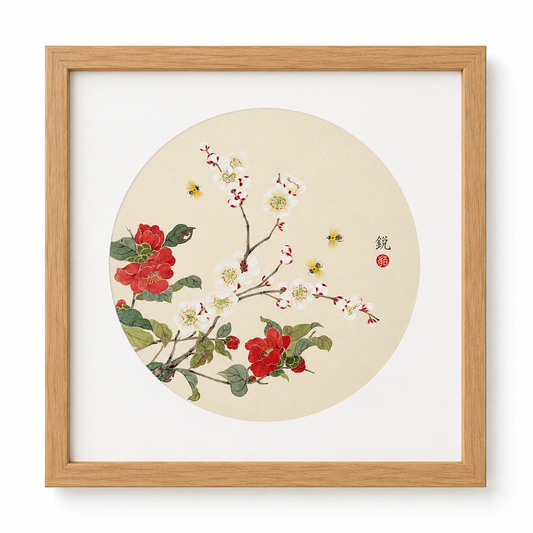 The Camelia and the Apricot Blossom