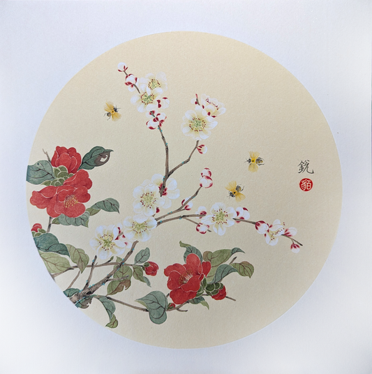 The Camelia and the Apricot Blossom