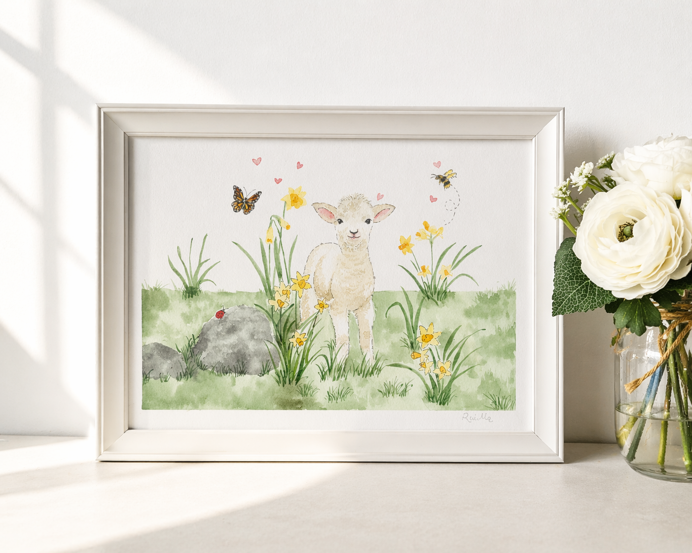 Spring lamb and daffodils