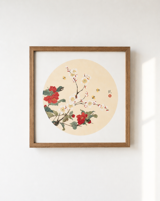 The Camelia and the Apricot Blossom