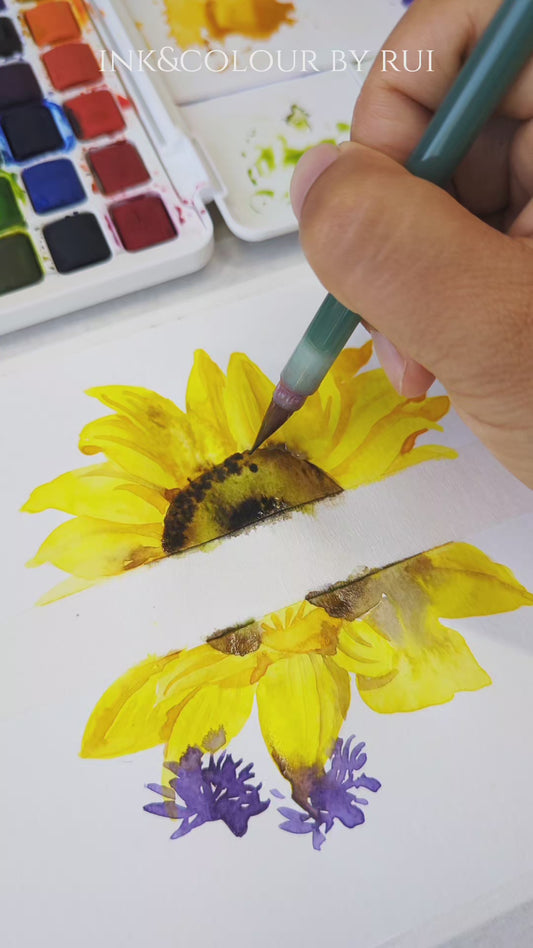 Follow the Sun-Watercolour sunflower boutquet with positive lettering